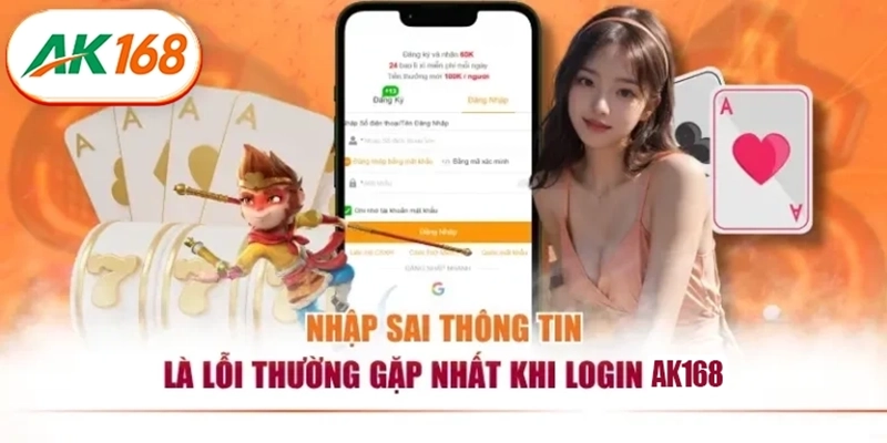 Nhập sai thông tin là lỗi thường gặp nhất khi login AK168